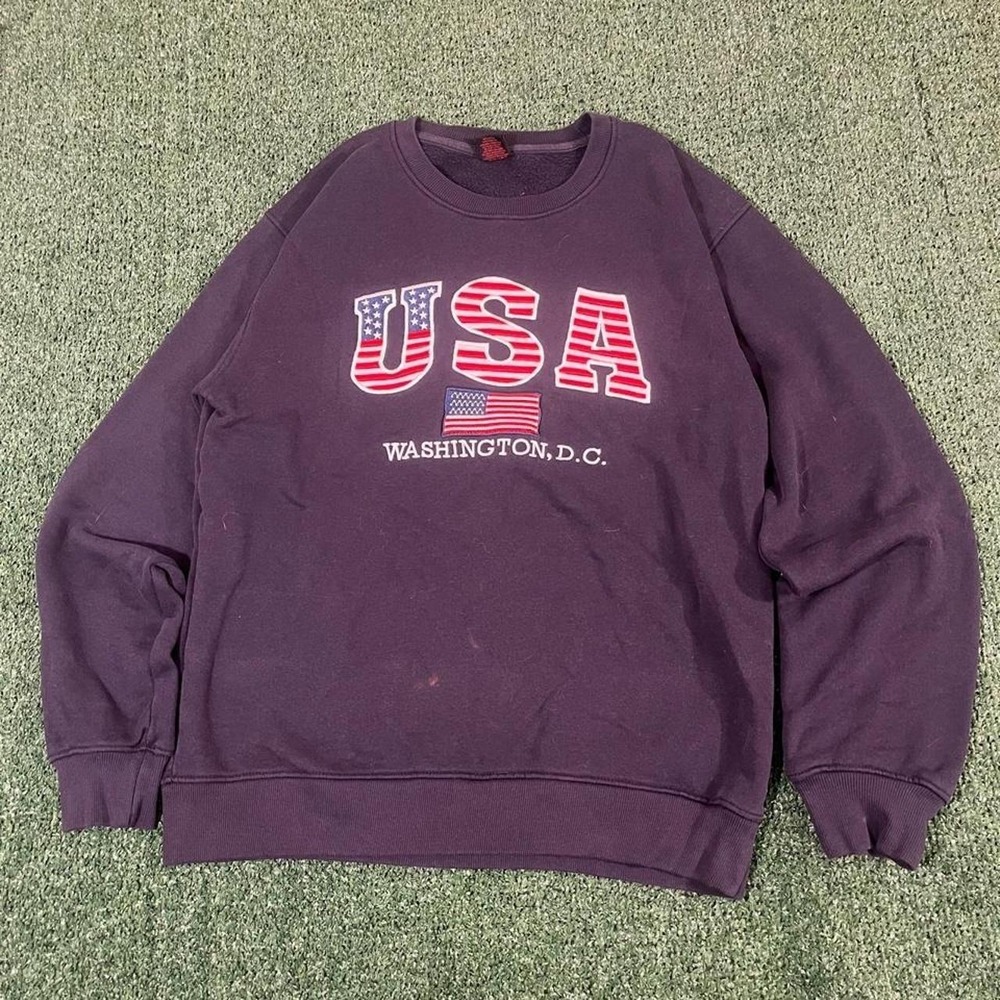ANWA Mens USA Washington DC Graphic Crewneck Sweatshirt Purple XL 0152